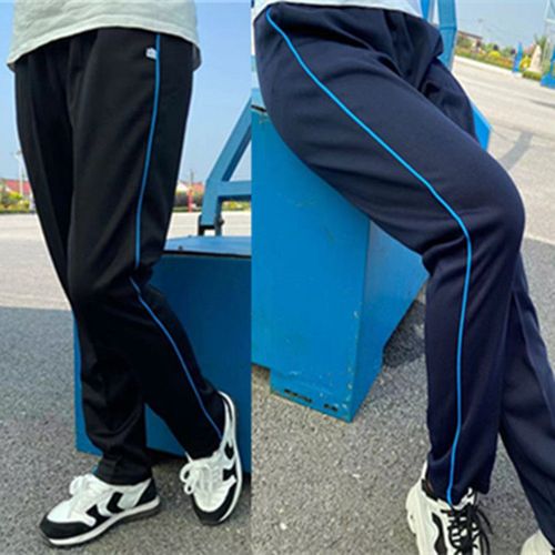 校服裤子一条杠深蓝色细蓝条校裤中小学生宽松男女