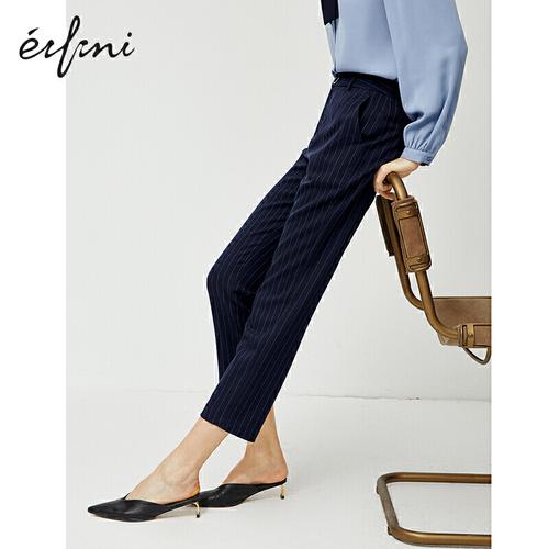 [7折超品价:252]伊芙丽西装裤女直筒职业裤子2020春装新款烟管裤条纹