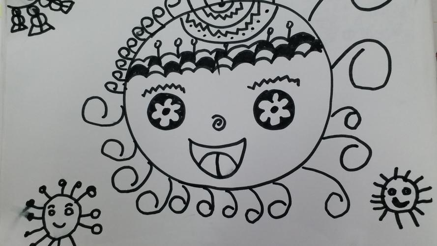 【七彩童心】 线描画-------创意太阳娃娃