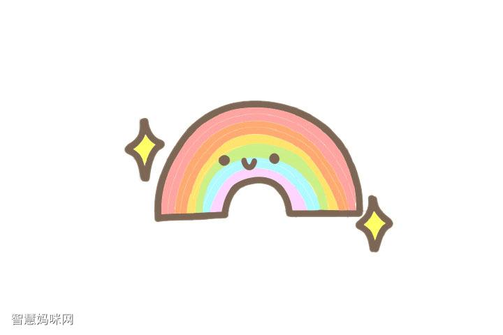 可爱彩虹简笔画画法步骤
