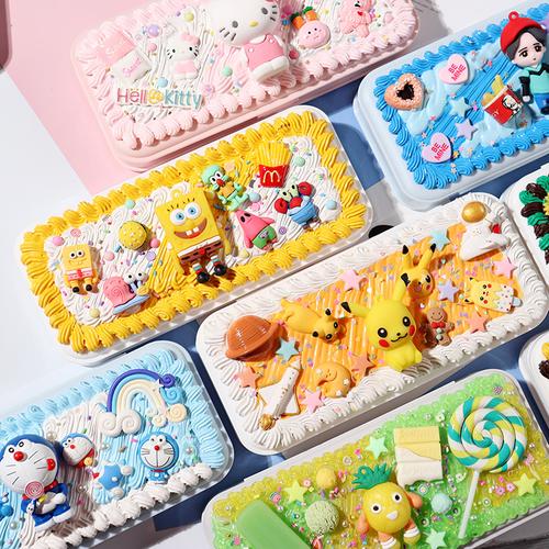 网红可爱卡通公仔奶油胶文具盒diy手工自制学生铅笔盒