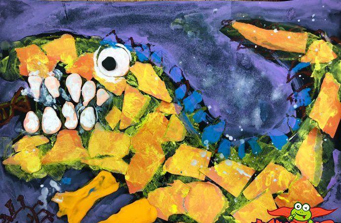 少儿创意美术作品图片鳄鱼