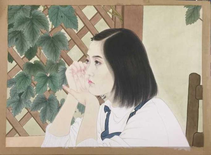 花鸟画过了就想试试人物,在老师指导下临了一张何家英先生的《心语》