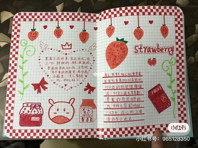 手绘手帐_手帐_手绘_草莓_手账_兴趣爱好_文具手账