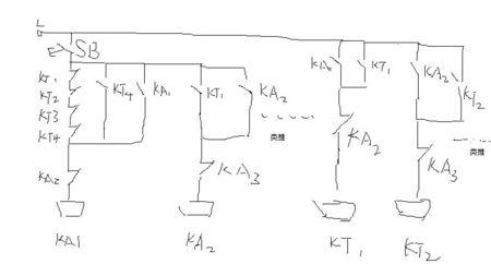 接线可以实现一个启动按钮依次启动四个时间继电器,就像跑马灯一样
