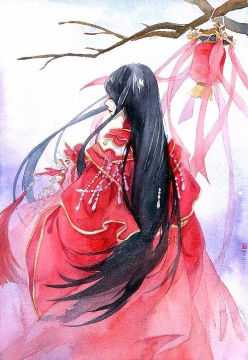 唯美古风彼岸花图片 189*272 最好有穿红衣的女子 周围一片彼岸花