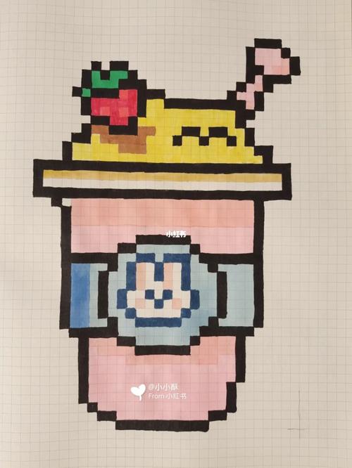 像素画-小兔子草莓波波~_像素画_兔子_草莓_临摹_文化