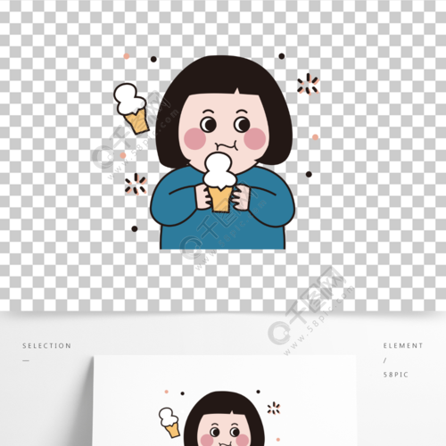 手绘卡通可爱吃货胖女孩免抠图案1年前发布