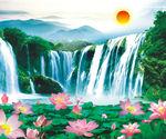 荷花山水画
