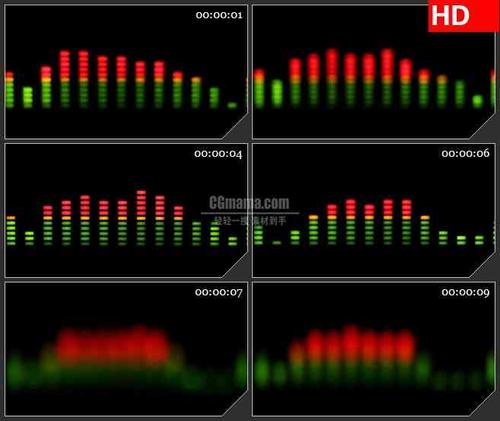 bg1475立体红绿波谱音量调跳动动态led高清视频背景素材