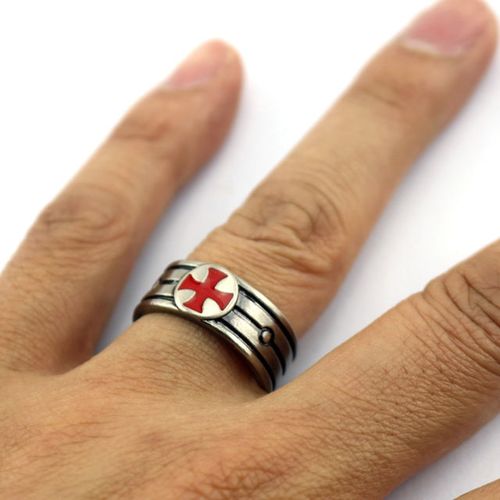 游戏刺客戒指合金圣殿骑士合金红十字戒指19mm带挂绳