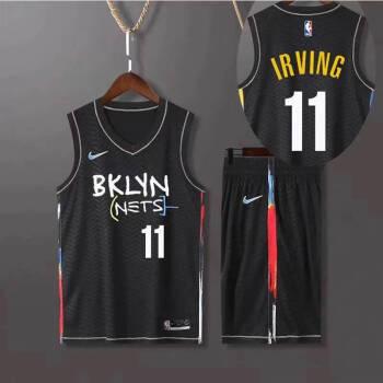 篮网队球衣11号欧文城市版复古蓝色篮球服套装男儿童比赛班服定制