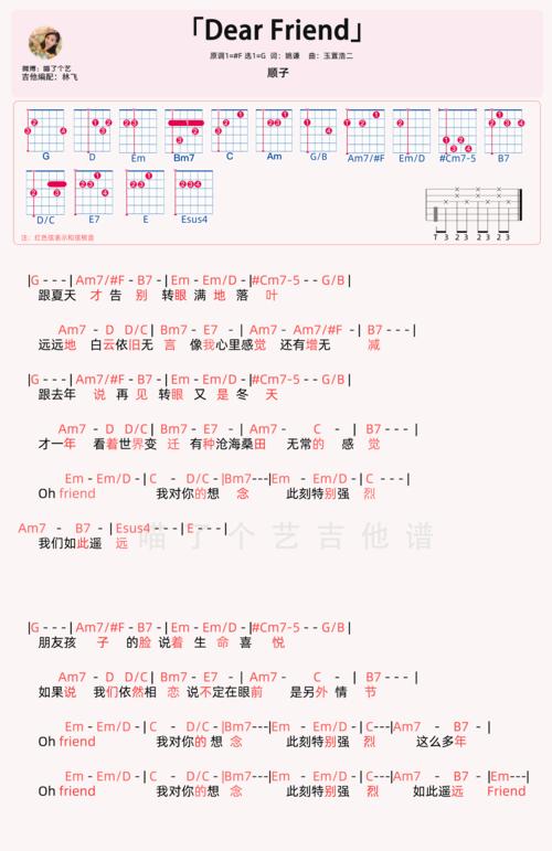 顺子《dear friend》吉他谱g调六线吉他谱-虫虫吉他谱