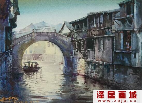 江南水乡水彩画教程步骤详解