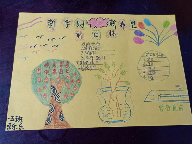 新学期,新希望,新目标——铁西路小学一五班手抄报20190221