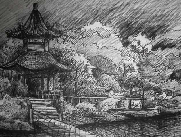 初中生风景画作品图片大全