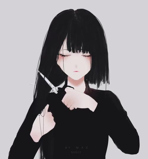 动漫头像 女生头像 插画 黑暗系少女
