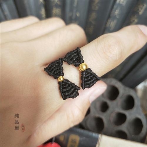 抖音同款999足金转运珠编织蝴蝶结戒指时尚百搭本命年红绳指环女