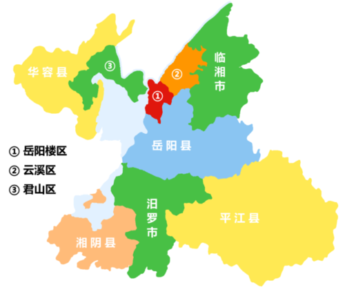 湖南省岳阳市的行政区划地图