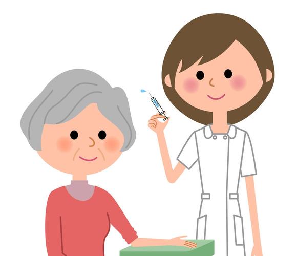 医护人员,老人,插画,注射