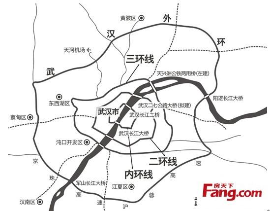 2010年,立体环线交通完善,武汉中心回归内环