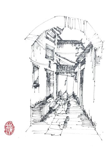 景观写生钢笔手绘