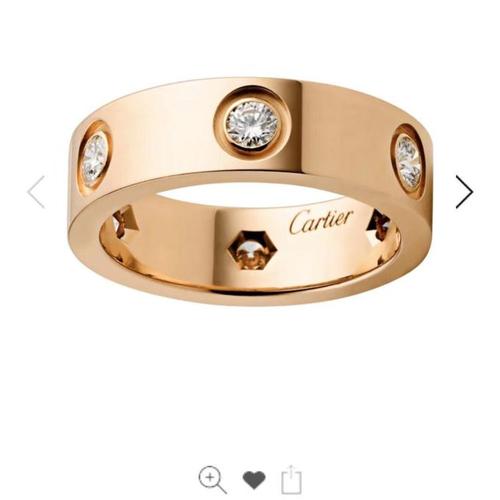 cartier 卡地亚love系列18k玫瑰金6钻52号戒指
