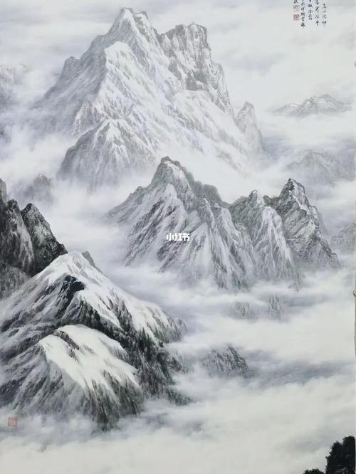 笔墨创新,多年来一直坚持雪山创作,他的水墨雪山画,具有清爽,典雅