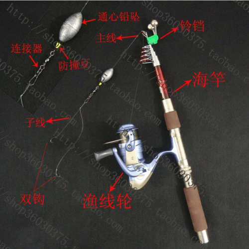 台钓和海竿抛竿线组鱼钩鱼线八字环回形针绑法