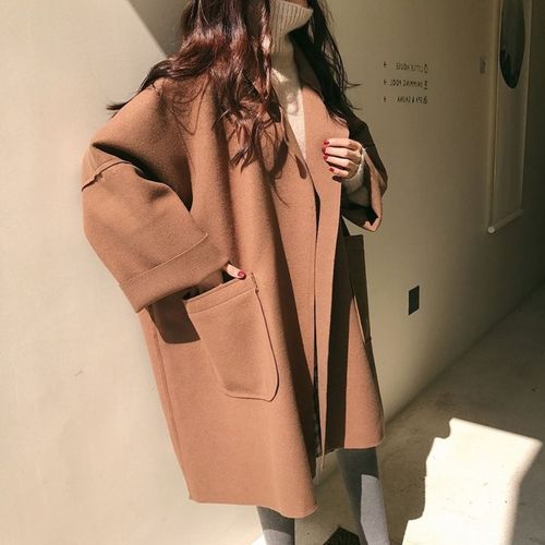 2021外套流行款式,2021卫衣流行款式 2021流行大衣女学生矮个子过膝斗篷赫本风毛呢外套薄