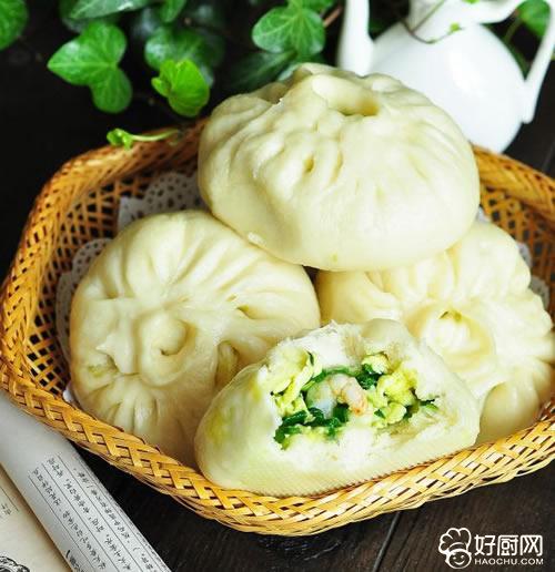 虾仁韭菜鸡蛋包子