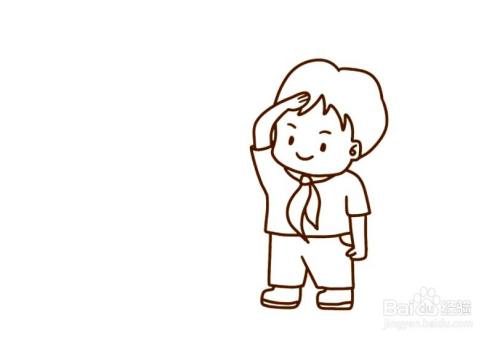 怎么画向国旗敬礼的简笔画