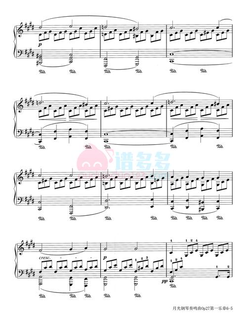 贝多芬《月光》奏鸣曲钢琴谱op.27 no.