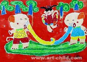 《游戏真快乐》儿童画