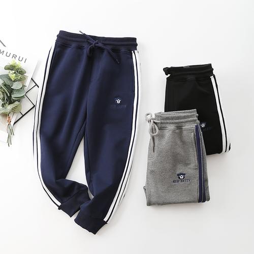 毛线圈针织长裤运动中大休闲裤宝宝全棉男童三条裤子