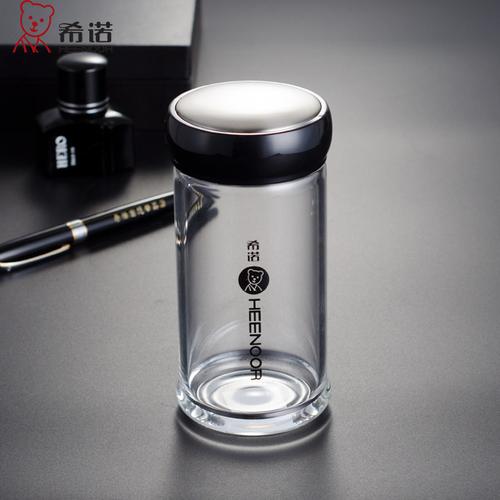 希诺水晶玻璃杯单层加厚防漏便携耐热办公6005玻璃杯