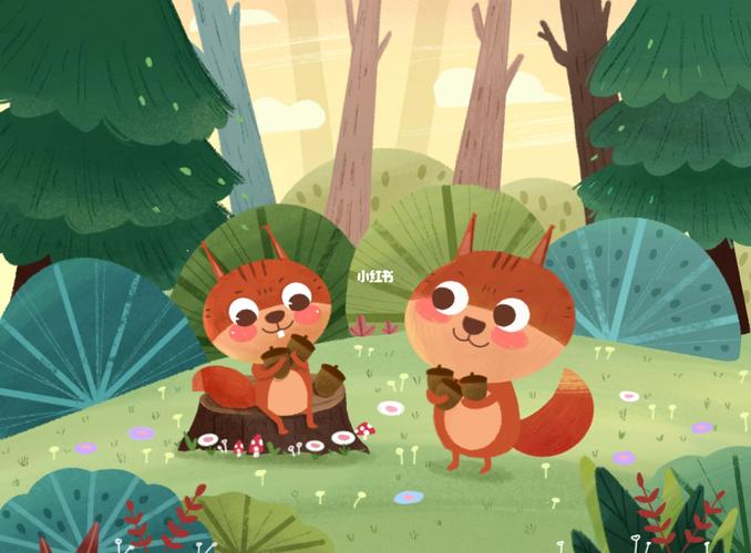 小松鼠的森里探险_插画师_我是原创插画师_文化_绘画