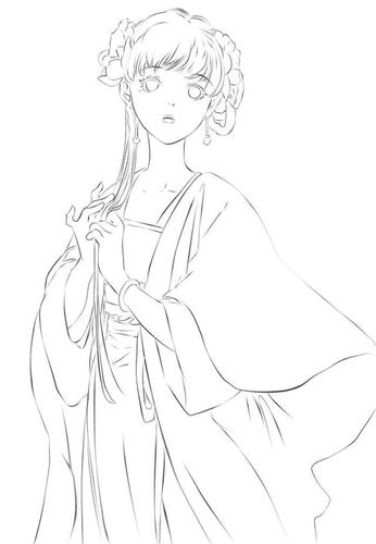 古风人物手绘线稿 一笔一画勾勒最美中国风