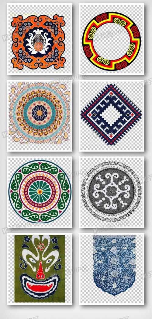 不同样式的苗族图案元素