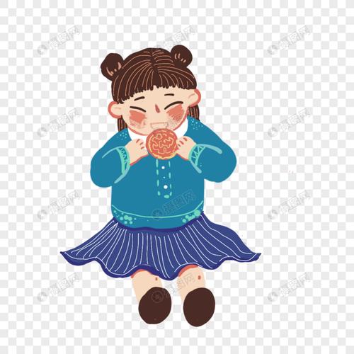中秋节卡通可爱吃月饼小孩卡通形象