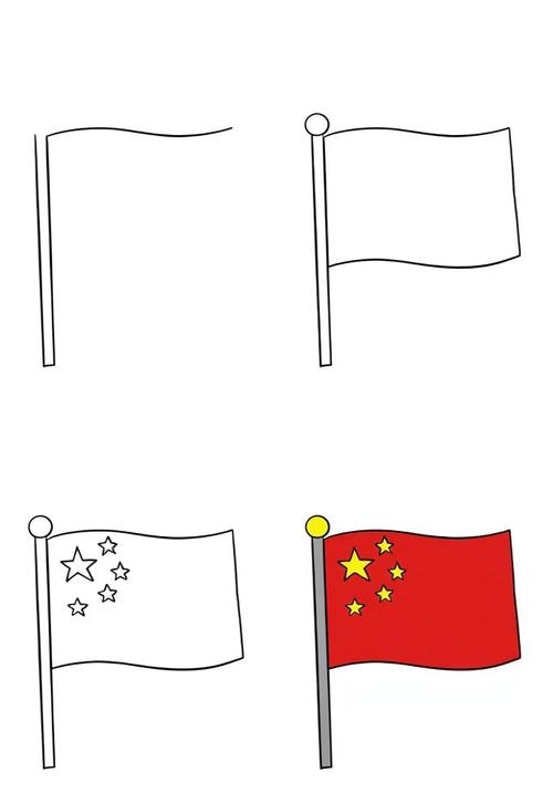 �红旗简笔画�