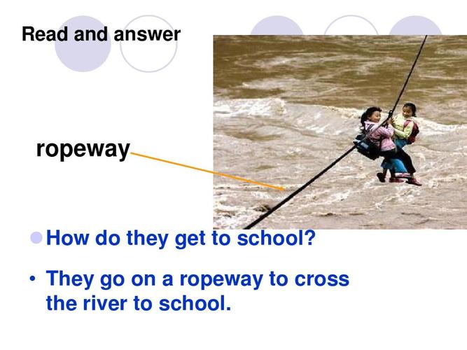 they go on   ropeway to cross the river to school.
