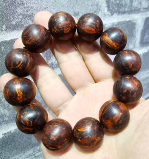 海南大叶降真香黄金甲夹层手串