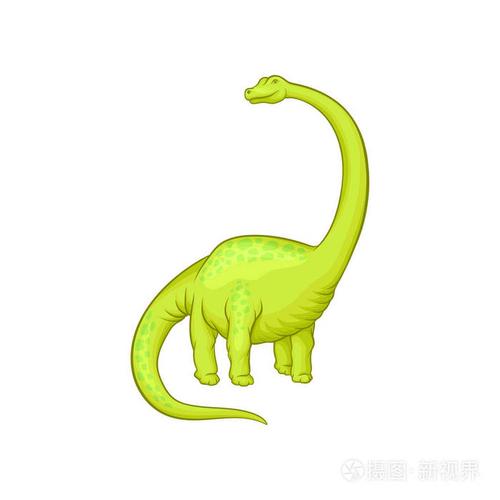 巨大的马门溪龙, 长颈, 尾巴和短爪子.绿色恐龙的卡通