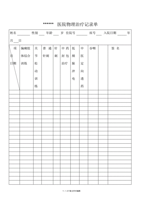 康复理疗记录单.pdf 2页