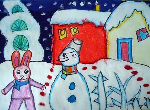 快乐的寒假儿童画优秀作品