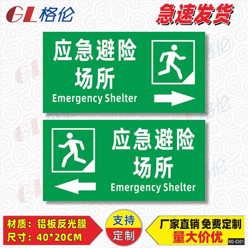场所安全应急防震提示标示指引路线通道标志牌标志牌