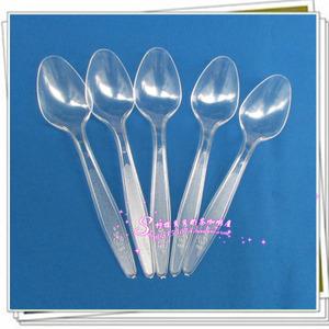 一次性塑料勺子 加厚6寸透明甜品勺 15cm汤勺饭勺芋圆