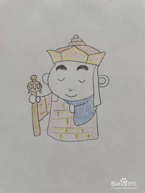 最后,涂上简单的颜色,唐三藏简笔画,你学会了吗?