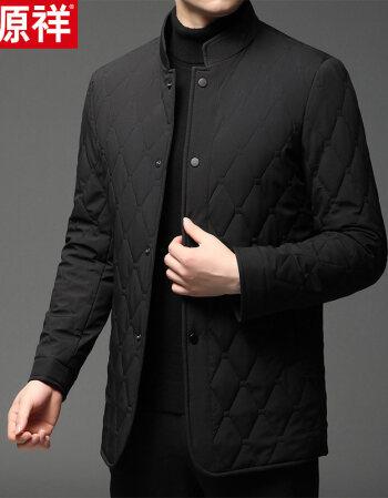 男士轻薄棉服立领外套秋冬加大码棉袄中年爸爸商务休闲棉衣黑色170m